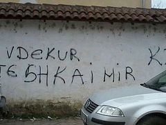 Insulting graffiti on the walls of Serbian Convent in Kosovo