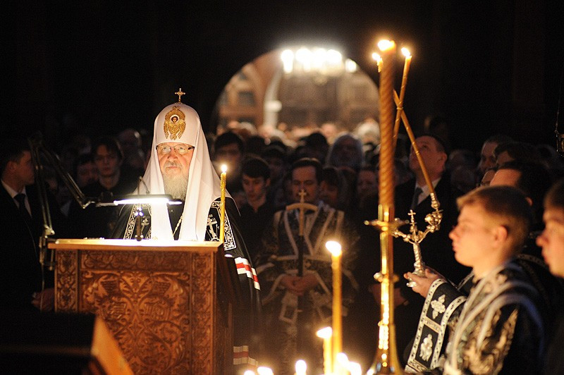 Святейший Патриарх Кирилл читает канон прп. Андрея Критского
