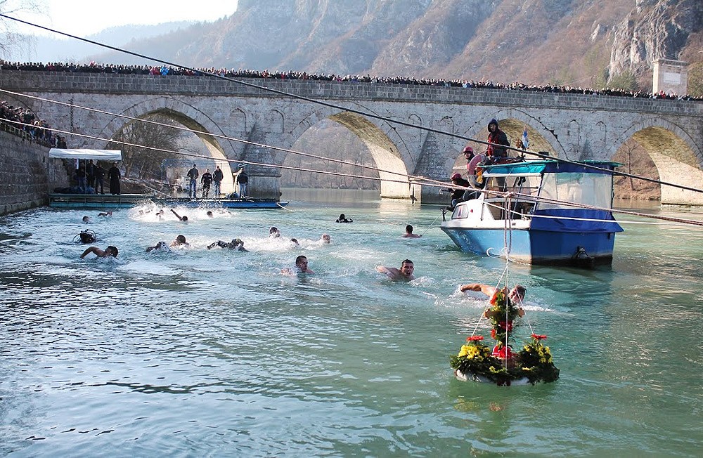 Višegrad. Swim in the Drina River. 