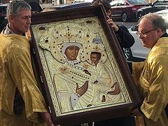 Reproduction of Tikhvin Icon enshrined in Chicago’s historic Holy Trinity Cathedral