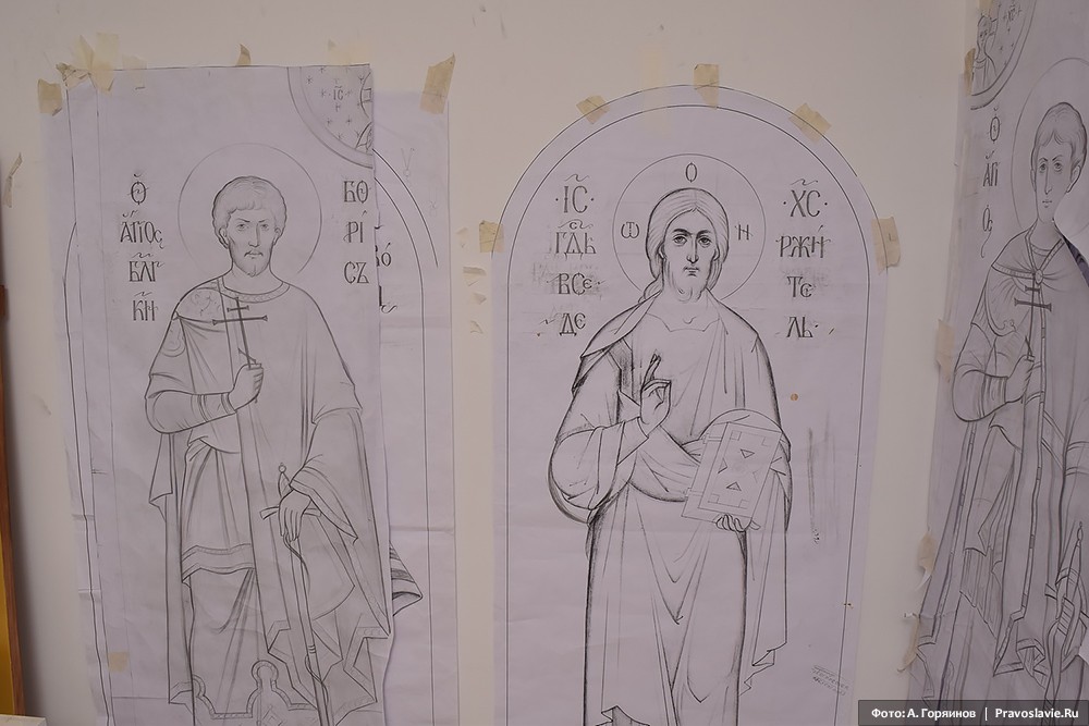 Эскизы к иконам Христа и св. страстотерпца Бориса