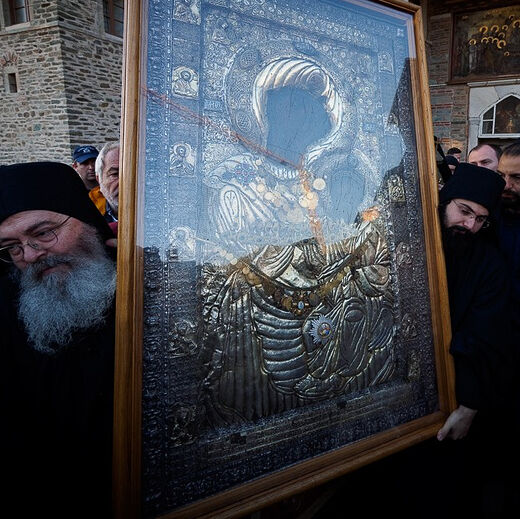 Mount Athos. Procession with the Iveron Icon