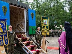 Mobile chapel of St. Elijah consecrated for Belarusian soldiers