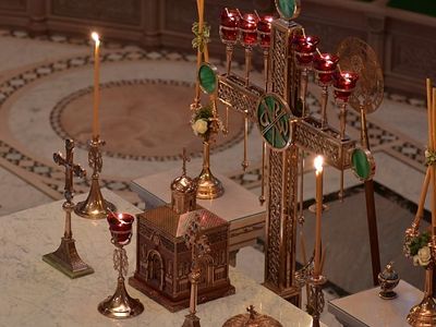 Божественная литургия в Сретенском монастыре в Неделю 28-ю по Пятидесятнице, в день памяти вмц. Варвары