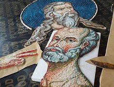 Mosaic icons began to be applied on the Romanian National Cathedral’s iconostasis