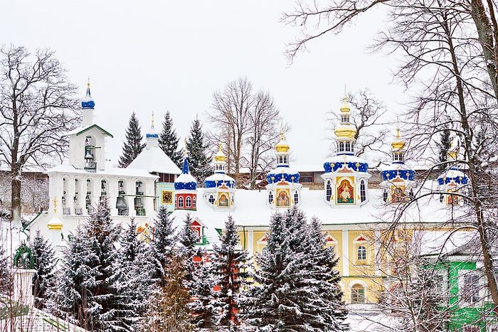 Псково печерский монастырь зимой фото