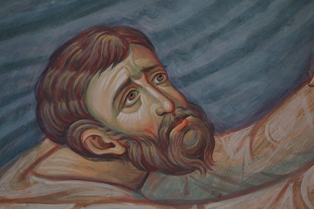 Утопающий. Фрагмент фрески «Спасение моряков святителем Николаем»