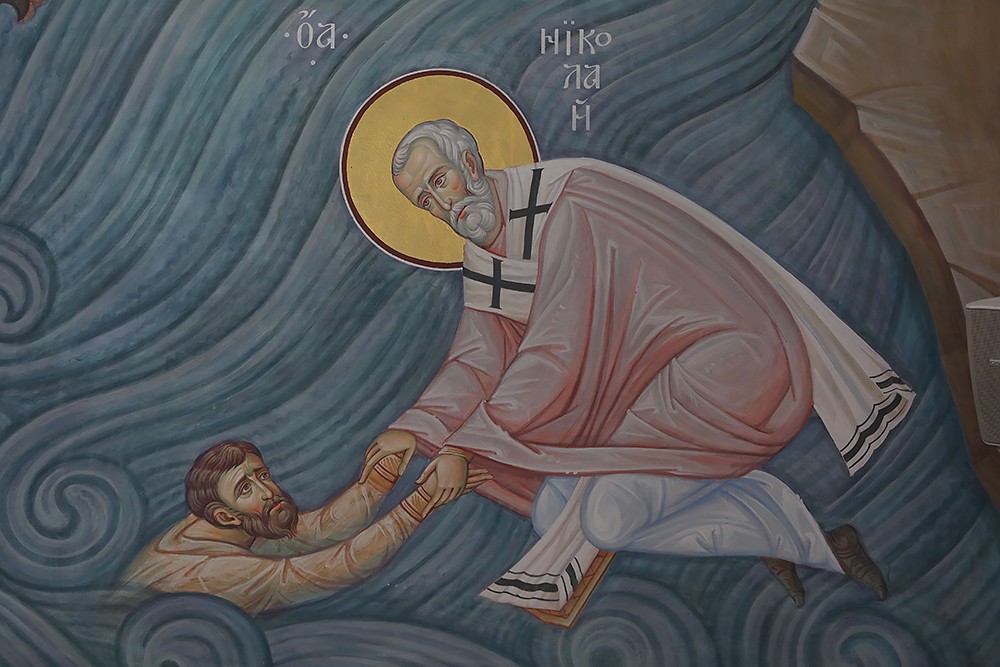 Спасение моряков святителем Николаем. Фрагмент