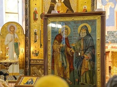 В Петербурге пребывает чудотворный образ преподобного Гавриила (Ургебадзе) и Серафима Саровского