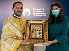 Patriarch of Romania donates icon and $7,000+ to new crisis pregnancy center