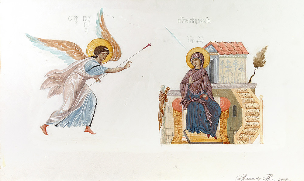 Annunciation, sketch, Belgorod, 2007