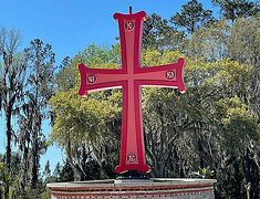 Beautiful new cross welcomes pilgrims at Panagia Vlahernon Monastery in Florida