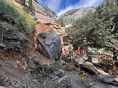 Rock slide causes serious damage at popular Athonite skete