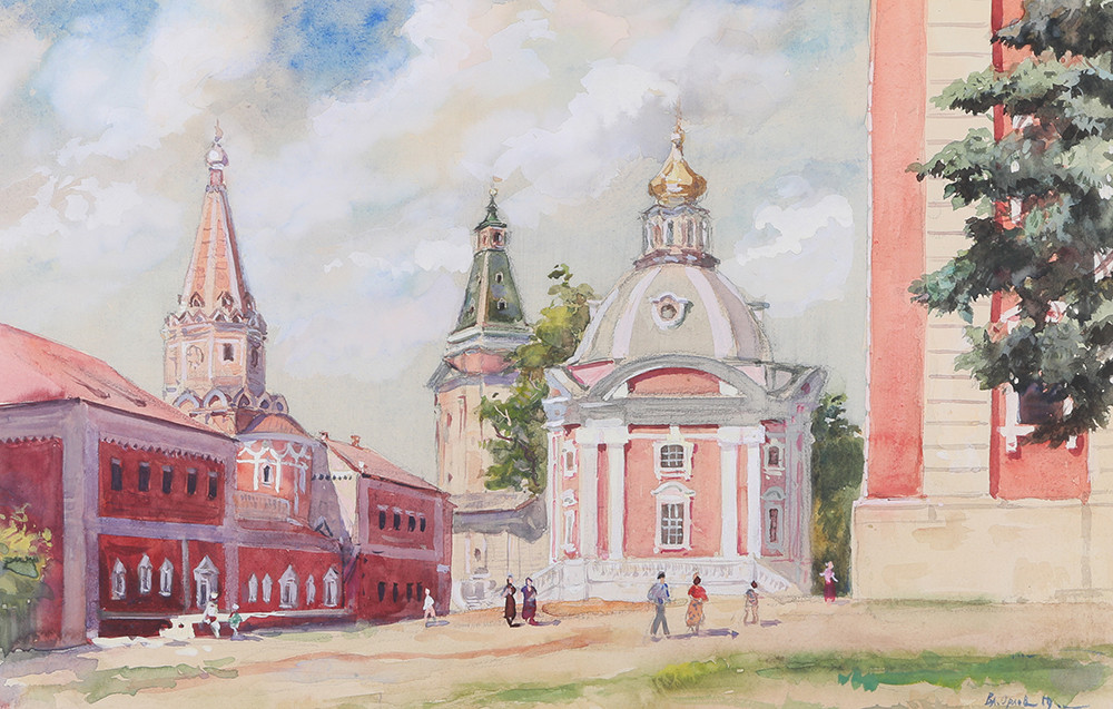 Вид церкви Зосимы и Савватия Соловецких в Троице- Сергиевой Лавре