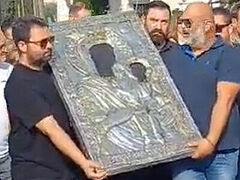 Procession with miraculous icon for drought in Magnesia region of Greece