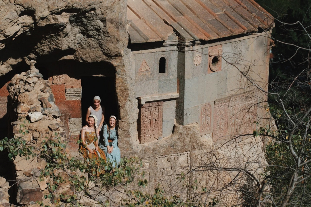 At the ruins of a cave church (Gerard Monastery)