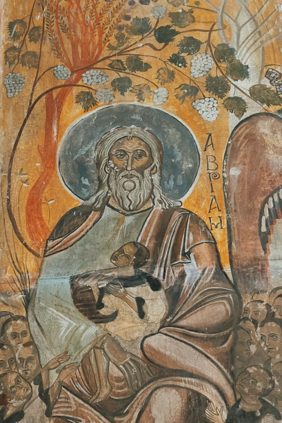 Fragment of a copy of the fresco called, “The Bosom of Abraham”. Akhtala, church of the Most Holy Mother of God, 13th c. (National Gallery of Armenia)