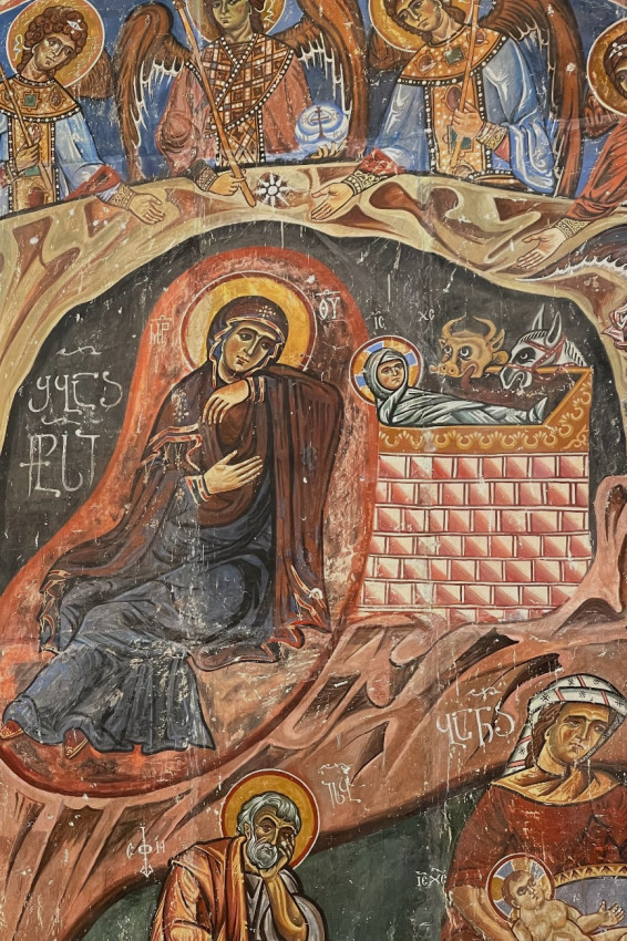 Fragment of a copy of the fresco, “Nativity of Christ”. Akhtala, Church of the Most Holy Mother of God, 13th c. (National Gallery of Armenia)