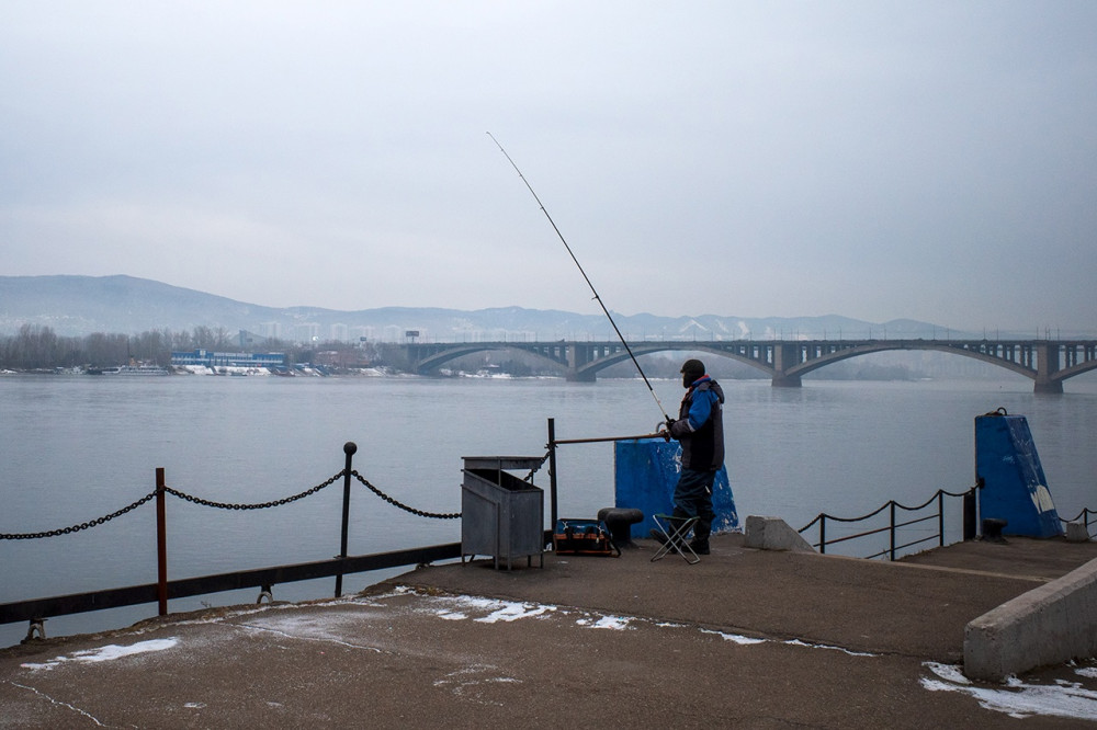 Enisei embankment in the center of Krasnoyarsk