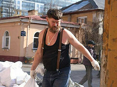 A Drunk Young Pioneer and a Bum