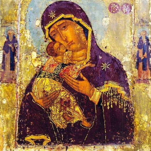 The Vladimir Icon of the Mother of God with Saints Depicted in the Margins