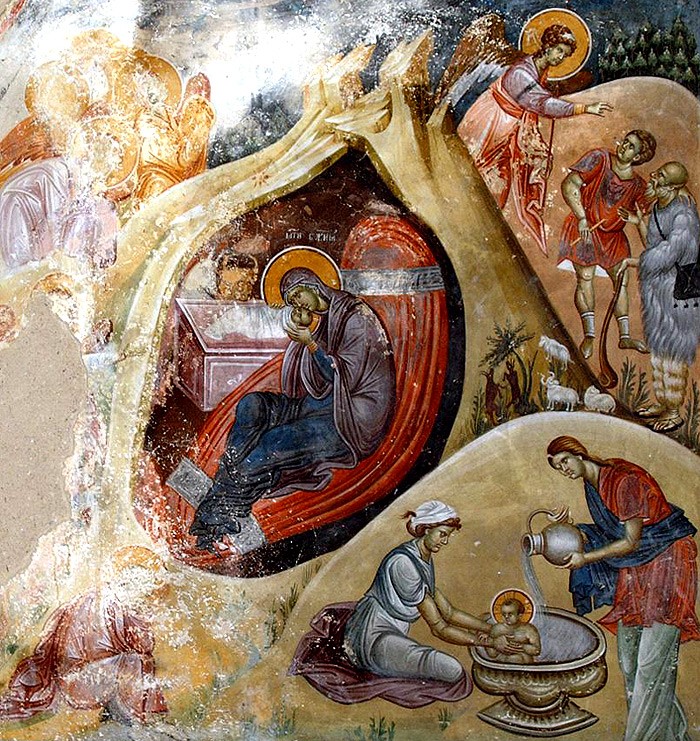 Η Γέννηση του Χριστού. Αγιογραφία. Μονή Στουντένιτσα. Σερβία