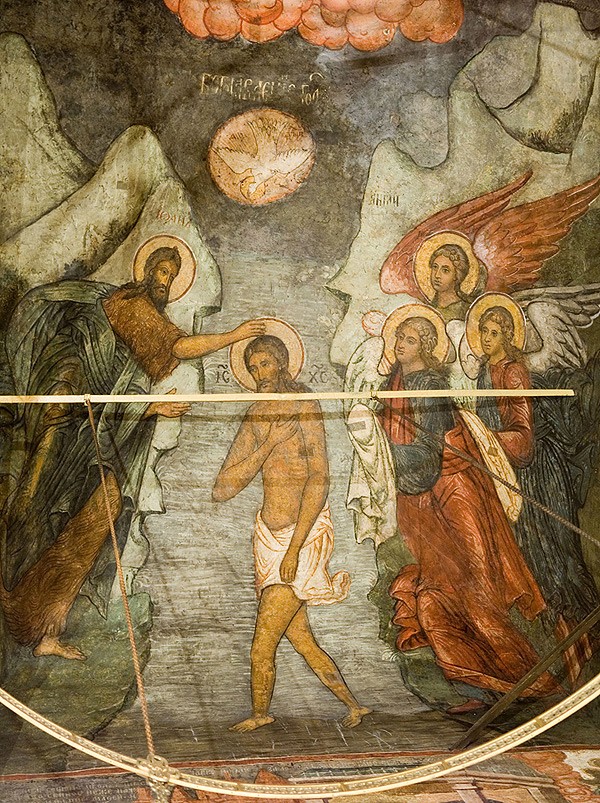 Fresco in the northwest arch of the Cathedral of the Meeting of the Vladimir Icon, Sretensky Monastery, 1707.