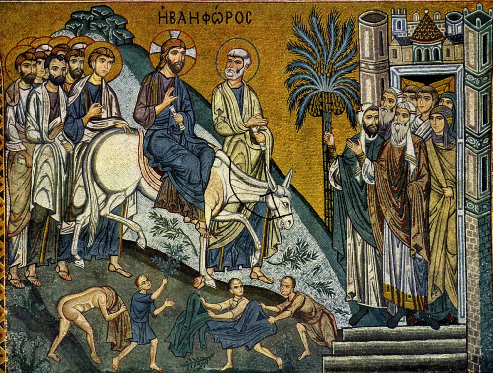 Вход Господень в Иерусалим. Середина XII в. Мозаика Палатинской капеллы в Палермо, Италия
