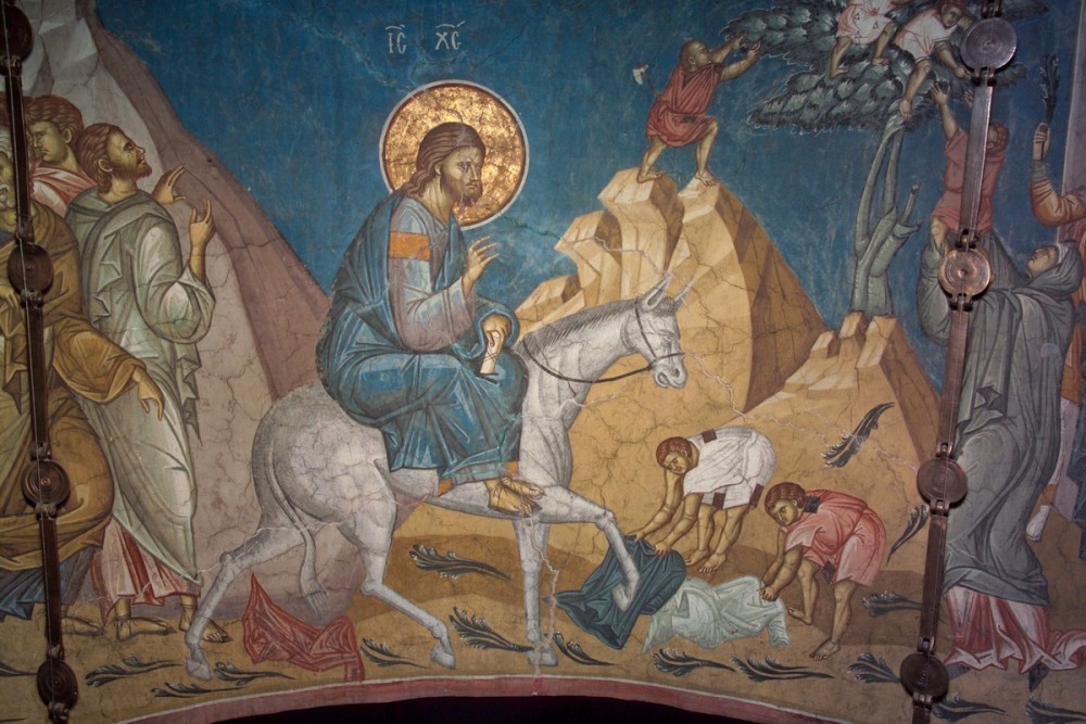Вход Господень в Иерусалим. Дечаны, Сербия. Фрагмент фрески