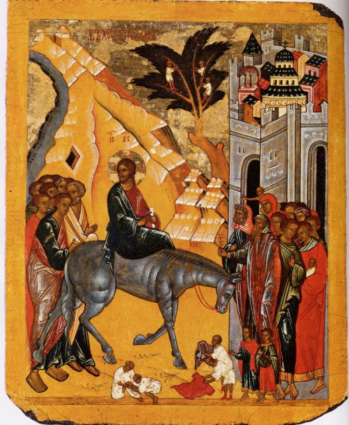 Вход в Иерусалим (двусторонняя икона). Новгород. XV в
