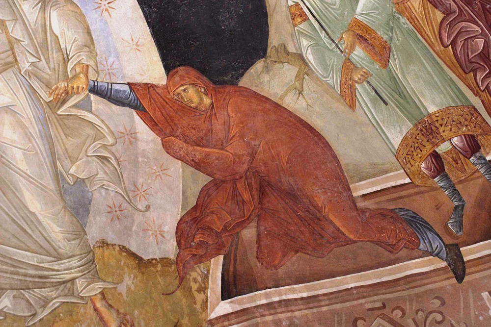 Ева. Фрагмент сошествия Христа во ад. Фреска монастыря Хора, Константинополь. XIV в.