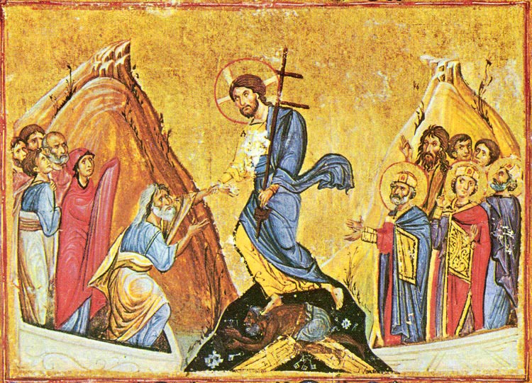 Η Κάθοδος του Χριστού στον Άδη. Βυζαντινή μικρογραφία. Μονή Διονυσίου, Άγιον Όρος