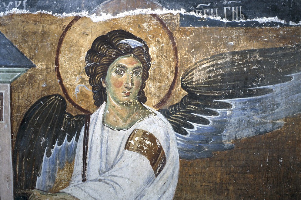 Ο λευκός άγγελος. Τοιχογραφία της Μονής Μίλεσεβο, Σερβία. 13ος αι. Λεπτομέρεια.