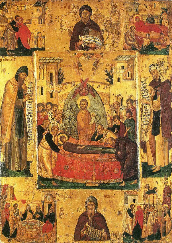 Успение Пресвятой Богородицы. Икона с клеймами. Византия; XV век