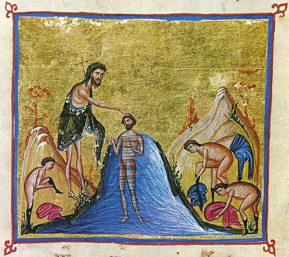 Miniature from the Gospel. Dionsysiou Monastery, Mt. Athos, 11th c.